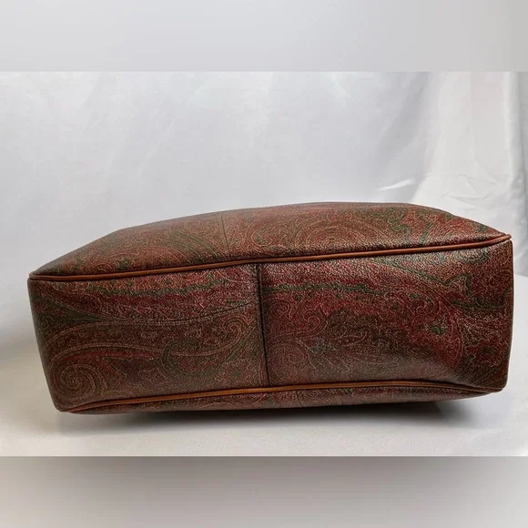 RARE Entro Paisley Handbag Satchel Satin Braided handles Fuchsia Lining vintage - Picture 4 of 16